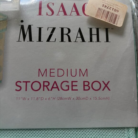 Isaac Mizzrahi Shoe Organizer & Medium Storage Box Beige w/ Green Polka Dots NEW - Picture 3 of 7